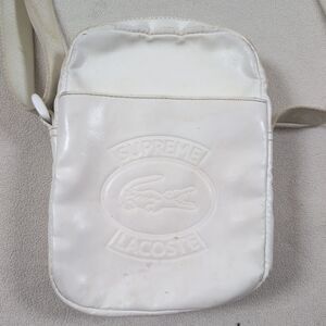 Supreme x Lacoste Collab White Leather Shoulder Bag Designer